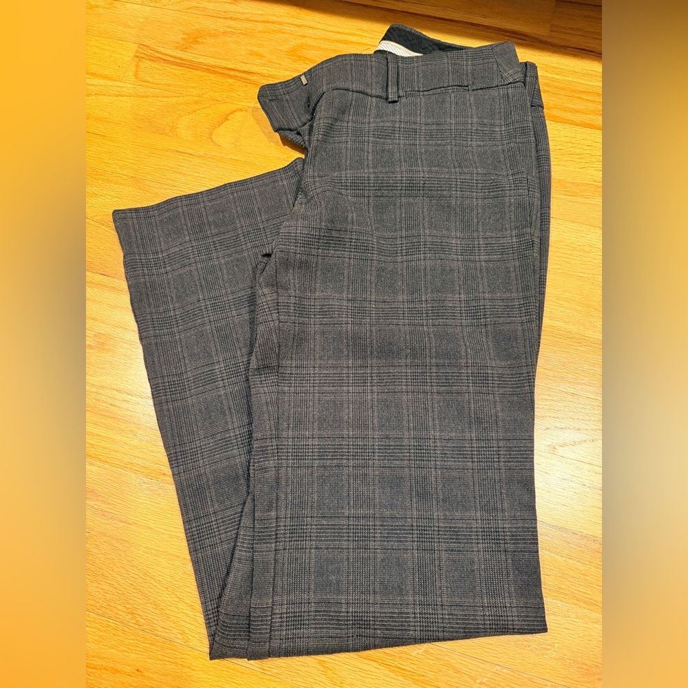 Loft Charcoal Plaid Pants